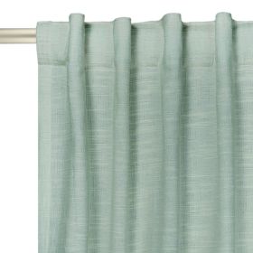 Textured Solid Chenille Light Filtering Single Curtain Panel, Green River, 50"W x 108"L