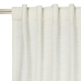 Textured Solid Chenille Light Filtering Single Curtain Panel, Ivory, 50"W x95"L