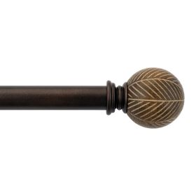 1 inch Extendible Curtain Rod 42" to 120" with Moroccan Leaf Finials Brown