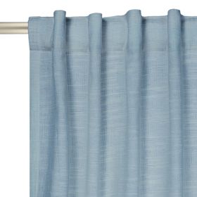 Textured Solid Chenille Blackout Single Curtain Panel, Blue Silver, 50"W x 95"L