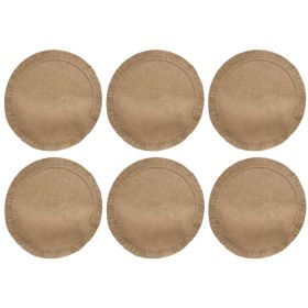12PC 15inch A natural, raw-edged round jute placemat offers a simple