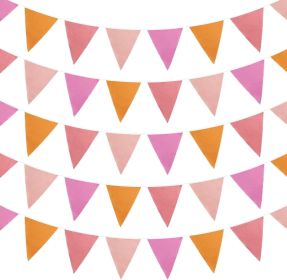 39Ft Orange Pink Fabric Bunting Banner Triangle Flags Party Decorations Hanging Cotton Garland Pennant for Engagement Wedding Baby Shower Birthda