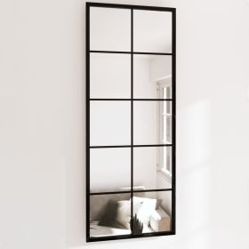 Wall Mirror Black Metal, glass 39.4x15.7 in Wall mounting