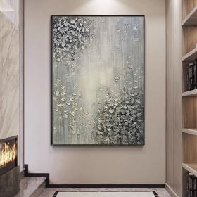 Hand Painted Abstract Oil Painting White Texture On Canvas Abstract Wall Art Picture Living Room Bedroom Wall Decor Unframed (size: 150x220cm)
