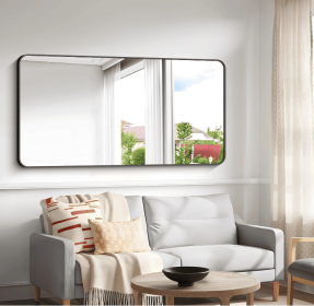 This tempered glass bathroom mirror with anti-fog and anti-break features offers a rectangular frame for wall-mounted use. Featuring a metal fram (AAR5076H20*30: AAR5076H36*36)